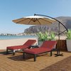 Leisuremod Chelsea Modern Outdoor Chaise Lounge Chair With Side Table & Red Cushions CLTBL-77R